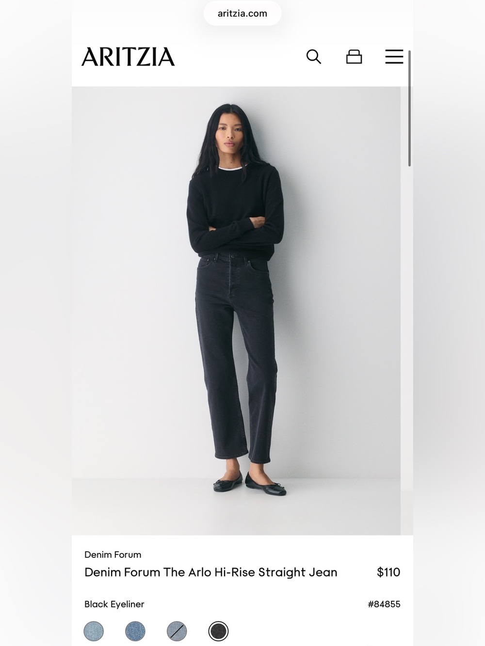 Aritzia Denim Forum The Arlo High-Rise Jeans - Black Eyeliner Wash